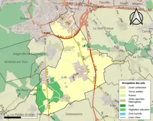 Carte en couleurs présentant l'occupation des sols.