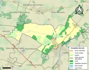 Carte en couleurs présentant l'occupation des sols.