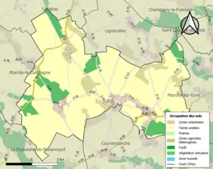 Carte en couleurs présentant l'occupation des sols.