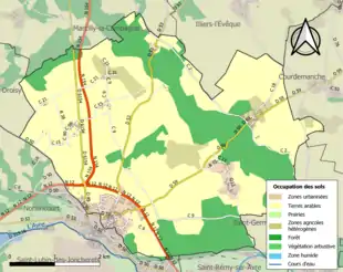 Carte en couleurs présentant l'occupation des sols.