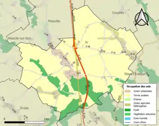 Carte en couleurs présentant l'occupation des sols.