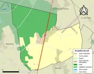 Carte en couleurs présentant l'occupation des sols.