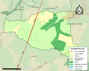 Carte en couleurs présentant l'occupation des sols.