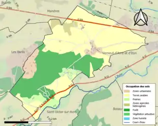 Carte en couleurs présentant l'occupation des sols.