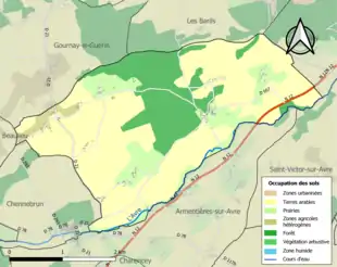 Carte en couleurs présentant l'occupation des sols.