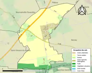 Carte en couleurs présentant l'occupation des sols.