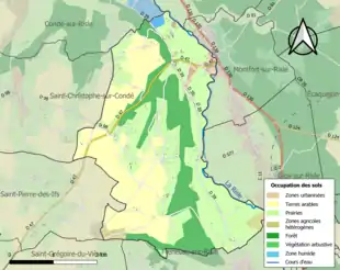 Carte en couleurs présentant l'occupation des sols.