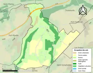 Carte en couleurs présentant l'occupation des sols.