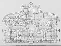 Plan d'une BB 1280 (première tranche) dans sa configuration initiale.