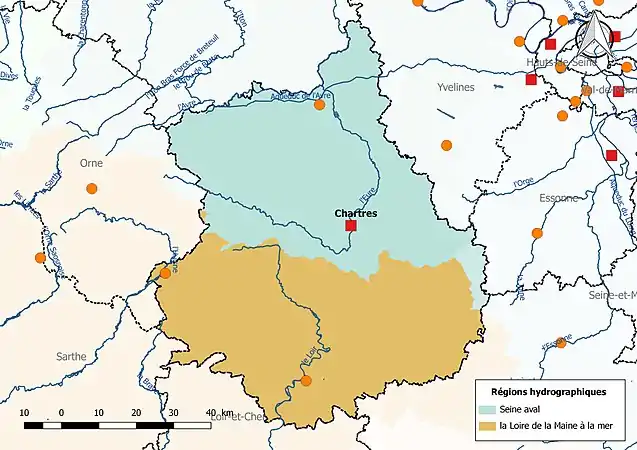 L'Eure-et-Loir est découpé en deux régions hydrographiques.