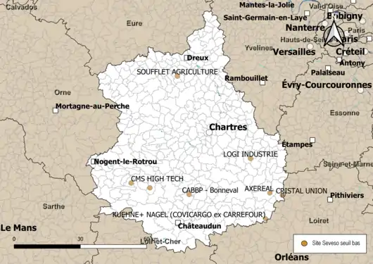 Carte des sites « Seveso seuil bas ».