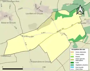 Carte en couleurs présentant l'occupation des sols.