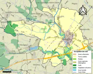 Carte en couleurs présentant l'occupation des sols.