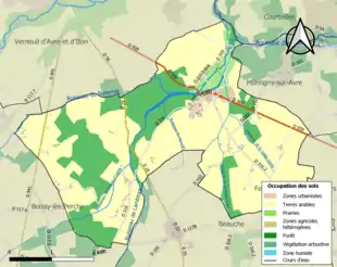 Carte en couleurs présentant l'occupation des sols.