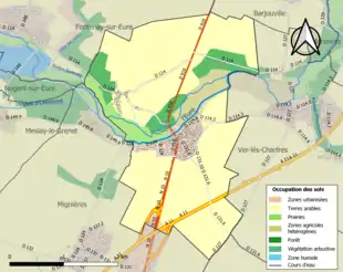 Carte en couleurs présentant l'occupation des sols.