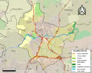 Carte en couleurs présentant l'occupation des sols.