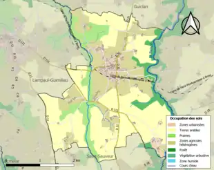 Carte en couleurs présentant l'occupation des sols.