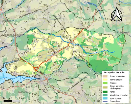 Carte en couleurs présentant l'occupation des sols.