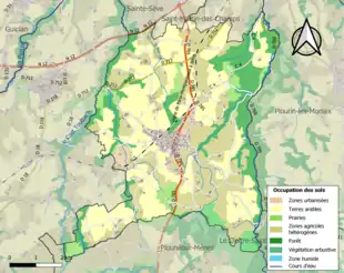 Carte en couleurs présentant l'occupation des sols.