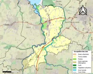 Carte en couleurs présentant l'occupation des sols.