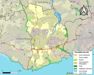 Carte en couleurs présentant l'occupation des sols.