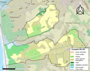 Carte en couleurs présentant l'occupation des sols.