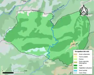 Carte en couleurs présentant l'occupation des sols.