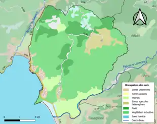 Carte en couleurs présentant l'occupation des sols.