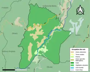 Carte en couleurs présentant l'occupation des sols.