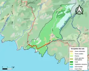 Carte en couleurs présentant l'occupation des sols.