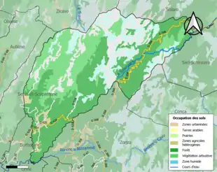 Carte en couleurs présentant l'occupation des sols.