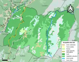 Carte en couleurs présentant l'occupation des sols.