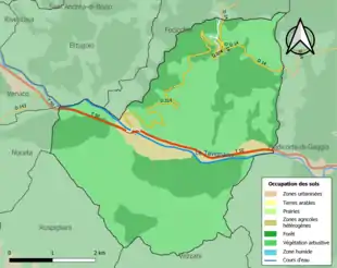 Carte en couleurs présentant l'occupation des sols.