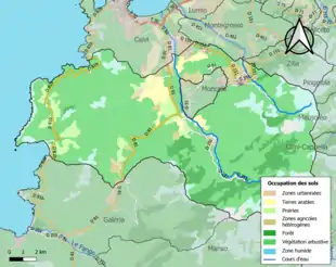 Carte en couleurs présentant l'occupation des sols.