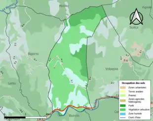 Carte en couleurs présentant l'occupation des sols.