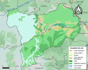 Carte en couleurs présentant l'occupation des sols.