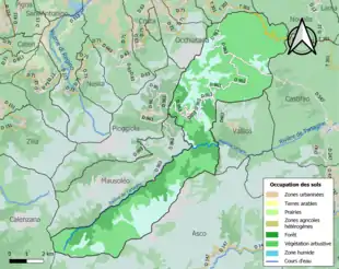 Carte en couleurs présentant l'occupation des sols.