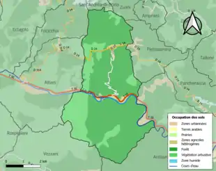 Carte en couleurs présentant l'occupation des sols.