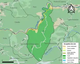 Carte en couleurs présentant l'occupation des sols.