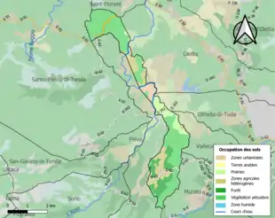 Carte en couleurs présentant l'occupation des sols.