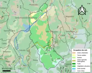 Carte en couleurs présentant l'occupation des sols.