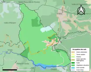 Carte en couleurs présentant l'occupation des sols.