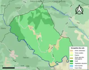 Carte en couleurs présentant l'occupation des sols.