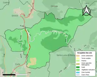 Carte en couleurs présentant l'occupation des sols.