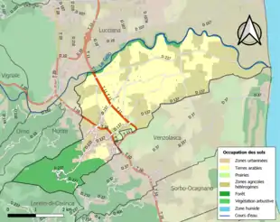 Carte en couleurs présentant l'occupation des sols.