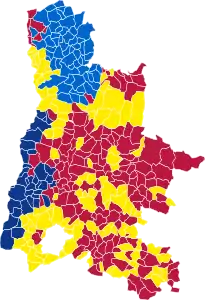 Nuance politique des candidats arrivés en tête dans chaque commune au 2e tour.