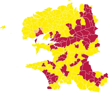 Nuance politique des candidats arrivés en tête dans chaque commune au 2e tour.