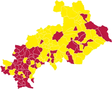 Nuance politique des candidats arrivés en tête dans chaque commune au 2e tour.