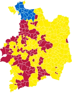 Nuance politique des candidats arrivés en tête dans chaque commune au 2e tour.