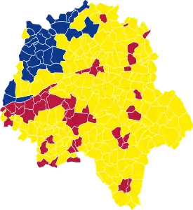 Nuance politique des candidats arrivés en tête dans chaque commune au 2e tour.